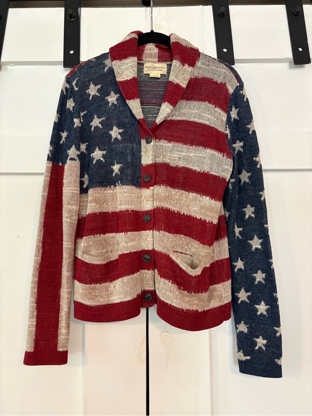Denim & Supply Ralph Lauren American Flag Cardigan - Red, White & Blue